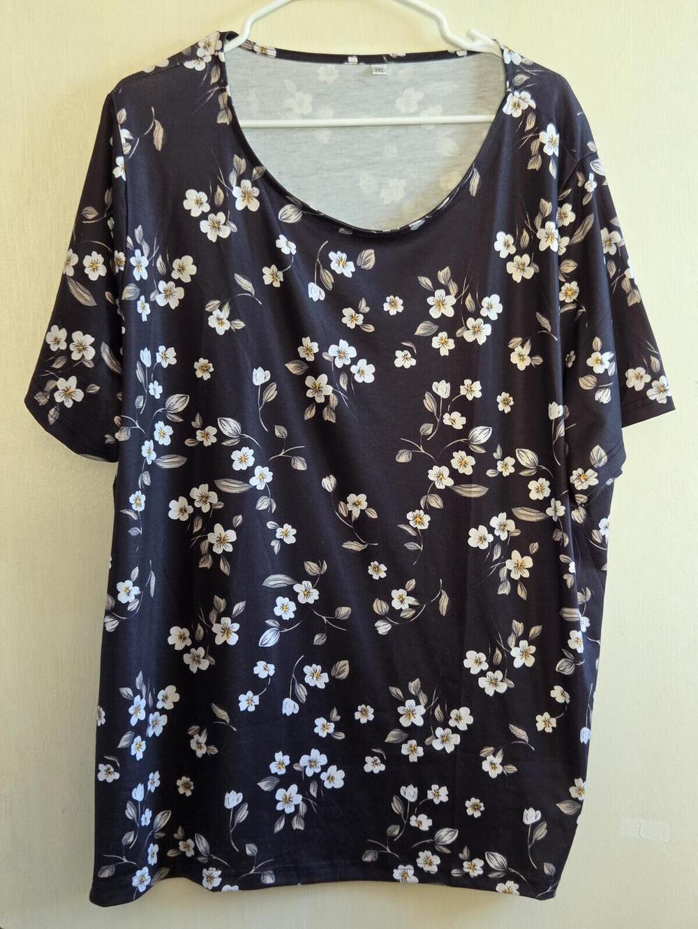 Women's Casual Short Sleeve Ditsy Floral Print Tee Shirt Size 3X